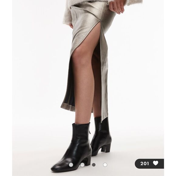 MNG BY Mango Claire Leather Heeled Ankle Boots Black sz 39 US 8.5 NWT - Picture 6 of 7